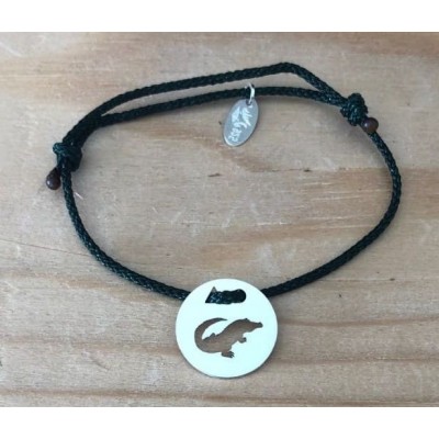 Bracelet femme argent, Token's Crocodile, Cordon couleur au choix